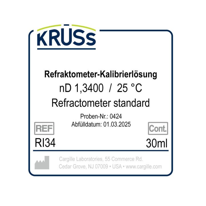 Refraktometer-Kalibrierlösung mit Zertifikat nD 1,3400