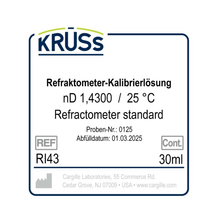 Refractometer calibration liquid with certificate nD 1.4300