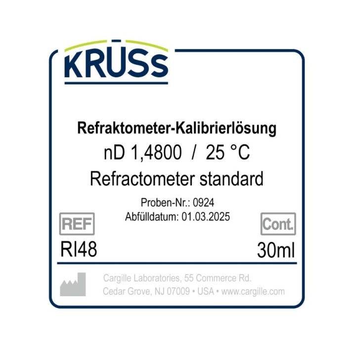 Refractometer calibration liquid with certificate nD 1.4800