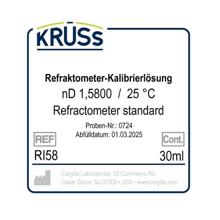 Refraktometer-Kalibrierlösung mit Zertifikat nD 1,5800