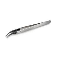 Forceps, Stainless steel, curved, high-quality carbon tips, 130 mm long