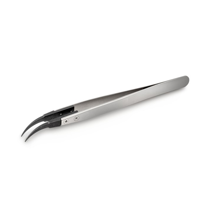 Pinze, acciaio inossidabile, curve, punte in carbonio di alta qualità, lunghe 130 mm