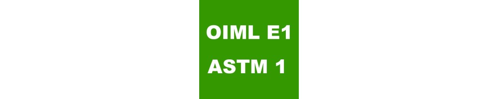Sets of weights OIML E1 class in wooden, aluminium and plastic cases