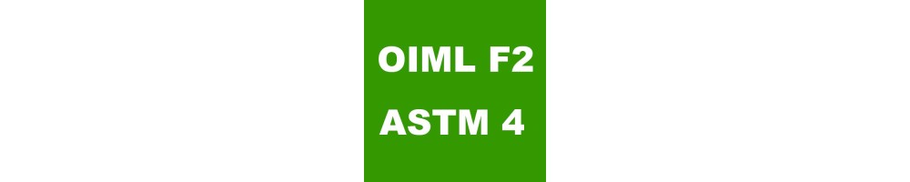 Sets of weights OIML F2 class in wooden, aluminium and plastic cases