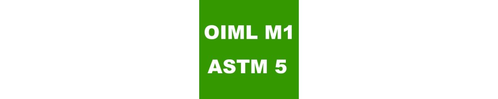 Sets of weights OIML M1 class in wooden, aluminium and plastic cases